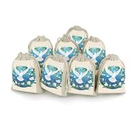 BSCKKDMN Lot de 8 sacs cadeaux en coton avec cordon de serrage, motif paix sur terre, sacs cadeaux réutilisables pour bijoux, fêtes, emballages, cadeaux de Noël, sacs à bonbons, 12 x 17 cm