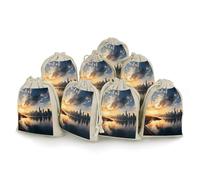 BSCKKDMN Lot de 8 sacs en coton avec cordon de serrage, motif New York In The Sunset - Sacs cadeaux réutilisables pour bijoux, fêtes, emballages, cadeaux de Noël, sacs à bonbons, 12 x 17 cm