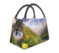 BSCKKDMN Mountain Valley Sac à déjeuner isotherme arc-en-ciel pour homme et femme, grande boîte à déjeuner étanche, réutilisable, sac isotherme pour le travail, les pique-niques, les voyages