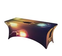 BSCKKDMN Nappe de table rectangulaire universelle en élasthanne, extensible, infroissable, lavable, pour fête d'anniversaire, mariage, banquet, ampoules - 1,8 m