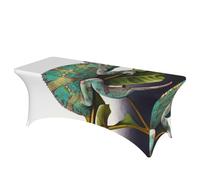 BSCKKDMN Nappe de table rectangulaire universelle en élasthanne, extensible, infroissable, lavable, pour fête d'anniversaire, mariage, banquet, caméléon, 1,8 m