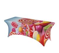 BSCKKDMN Nappe de table rectangulaire universelle en élasthanne, extensible, infroissable, lavable, pour fête d'anniversaire, mariage, banquet, bonbons sucrés (1,8 m)