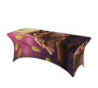 BSCKKDMN Nappe de table rectangulaire universelle en élasthanne, extensible, infroissable, lavable, pour fête d'anniversaire, mariage, banquet, hibou (1,8 m)