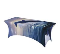 BSCKKDMN Nappe de table rectangulaire universelle en élasthanne, extensible, infroissable, lavable, pour fête d'anniversaire, mariage, banquet - Motif dauphin élégant - 1,8 m