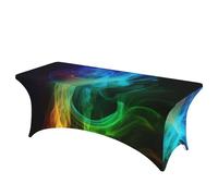 BSCKKDMN Nappe de table rectangulaire universelle en élasthanne, extensible, infroissable, lavable, pour fête d'anniversaire, mariage, banquet - Fumée arc-en-ciel (1,8 m)