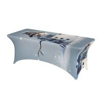 BSCKKDMN Nappe de table rectangulaire universelle en élasthanne, extensible, infroissable, lavable, pour fête d'anniversaire, mariage, banquet, bonhomme de neige (1,8 m)