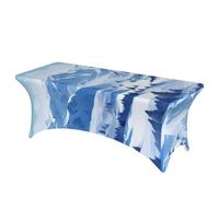 BSCKKDMN Nappe de table rectangulaire universelle en élasthanne, extensible, infroissable, lavable, pour fête d'anniversaire, mariage, banquet - Beau paysage de montagnes enneigées - 1,8 m
