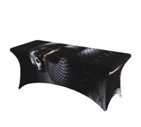 BSCKKDMN Nappe de table rectangulaire universelle en élasthanne, extensible, infroissable, lavable, pour fête d'anniversaire, mariage, banquet - 1,8 m - Serpent noir
