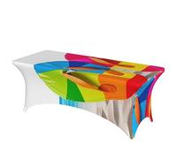 BSCKKDMN Nappe de table rectangulaire universelle en élasthanne, extensible, infroissable, lavable, pour fête d'anniversaire, mariage, banquet, tongs colorées, ballon de plage (1,8 m)