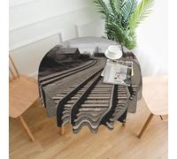 BSCKKDMN Nappe ronde de 152,4 cm - Résistante aux taches - Lavable - Infroissable - Facile à nettoyer - Décoration moderne de style rustique pour fête, pique-nique, maison et cuisine
