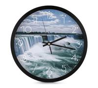 BSCKKDMN Niagara Falls Horloges murales silencieuses sans tic-tac rondes à piles pour bureau, maison, salon, chambre à coucher 25,4 cm
