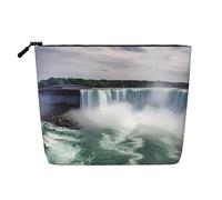 BSCKKDMN Niagara Falls Trousse de maquillage pour femme, étanche, en lin, légère avec fermeture éclair, trousse de toilette de voyage, organisateur de pinceaux de maquillage, sac de rangement