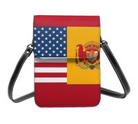 BSCKKDMN Petit sac à bandoulière avec drapeau américain de l'Espagne pour femme, sac à main pour téléphone portable, sac portefeuille en cuir PU avec bandoulière