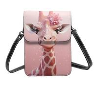 BSCKKDMN Petit sac à bandoulière en cuir PU avec bandoulière Motif girafe Rose