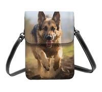 BSCKKDMN Petit sac à bandoulière en cuir PU avec bandoulière pour femme Motif berger allemand