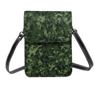 BSCKKDMN Petit sac à bandoulière en cuir PU avec bandoulière pour femme Motif camouflage numérique Vert