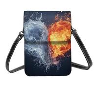 BSCKKDMN Petit sac à bandoulière en cuir PU avec bandoulière pour femme Motif cœur d'eau et feu