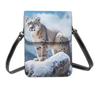 BSCKKDMN Petit sac à bandoulière en cuir PU avec bandoulière pour femme Motif léopard des neiges