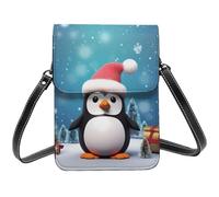 BSCKKDMN Petit sac à bandoulière en cuir PU avec bandoulière pour femme Motif pingouin de Noël