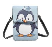 BSCKKDMN Petit sac à bandoulière en cuir PU avec bandoulière pour femme Motif pingouin mignon