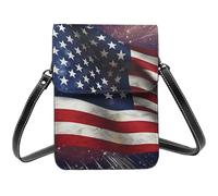 BSCKKDMN Petit sac à bandoulière en cuir PU avec motif drapeau des États-Unis pour femme