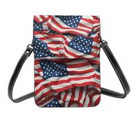BSCKKDMN Petit sac à bandoulière en cuir PU avec motif drapeau des États-Unis pour femme