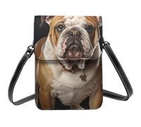 BSCKKDMN Petit sac à bandoulière en cuir synthétique avec bandoulière Motif bouledogue anglais pour femme