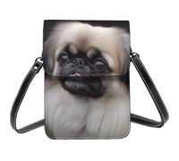 BSCKKDMN Petit sac à bandoulière en cuir synthétique avec bandoulière pour femme Motif chien Pékinois