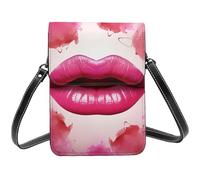 BSCKKDMN Petit sac à bandoulière en cuir synthétique avec bandoulière pour femme Motif lèvres