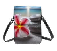 BSCKKDMN Petit sac à bandoulière en cuir synthétique avec motif floral tropical et pierre zen pour femme