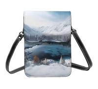 BSCKKDMN Petit sac à bandoulière en cuir synthétique pour femme avec bandoulière Motif paysage de neige