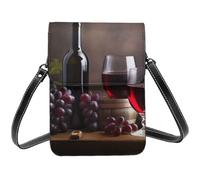 BSCKKDMN Petit sac à bandoulière en cuir synthétique pour femme avec bandoulière - Vin raisin