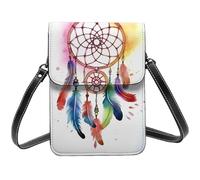 BSCKKDMN Petit sac à bandoulière en cuir synthétique pour femme Motif attrape-rêves aquarelle