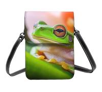 BSCKKDMN Petit sac à bandoulière en cuir synthétique pour femme Motif grenouille d'arbre avec bandoulière