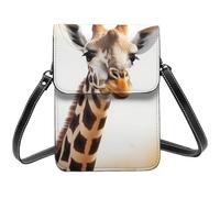BSCKKDMN Petit sac à bandoulière mignon girafe pour femme sac à main pour téléphone portable sac portefeuille en cuir PU avec bandoulière