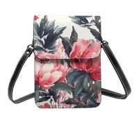 BSCKKDMN Petit sac à bandoulière pour femme en cuir synthétique avec bandoulière Motif pivoines