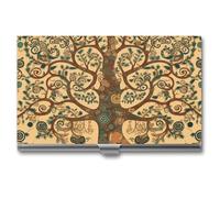 BSCKKDMN Porte-cartes de visite fin et portable en métal Motif arbre de vie Pour homme et femme