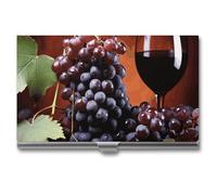 BSCKKDMN Porte-cartes de visite fin et portable en métal pour cartes de visite - Vin rouge - Pour homme et femme - Pour le bureau et les voyages