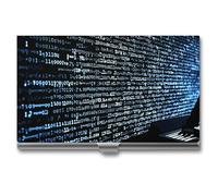 BSCKKDMN Porte-cartes de visite fin et portable en métal pour programmateur, programmateur, code, porte-carte de nom, portefeuille pour homme et femme
