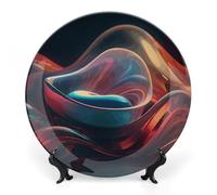 BSCKKDMN Produits en verre coloré - Assiette décorative en porcelaine anglaise - Assiettes décoratives en céramique avec présentoir - Décoration murale faite à la main pour la maison, la cuisine, la