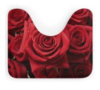 BSCKKDMN Red Rose4 Tapis de toilette en forme de U ultra doux et super absorbant en microfibre antidérapant