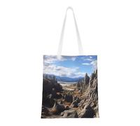 BSCKKDMN Rocks Sac fourre-tout pour femme, sac à bandoulière en toile avec poches, sac de courses mignon réutilisable, Roches Scenic, Taille unique