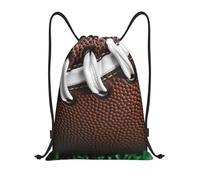 BSCKKDMN Sac à dos avec cordon de serrage pour femmes et hommes, sac à cordon de serrage étanche, sac de sport léger à lacets de football américain, noir, Medium