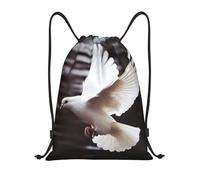 BSCKKDMN Sac à dos avec cordon de serrage pour femmes et hommes, sac à cordon de serrage, sac de sport léger colombe volante, Noir/blanc, M