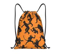 BSCKKDMN Sac à dos avec cordon de serrage pour femmes et hommes, sac à cordon de serrage, sac de sport léger noir Gibbon Monkey Cinch, Noir/blanc, S