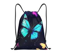 BSCKKDMN Sac à dos avec cordon de serrage pour femmes et hommes, sac à cordon étanche, sac à cordon de serrage, sacs de gym légers, Noir/blanc, M