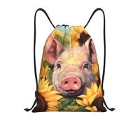 BSCKKDMN Sac à dos avec cordon de serrage pour femmes et hommes, sac à cordon étanche, sacs de sport légers et souriants, Noir/blanc, M