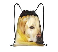 BSCKKDMN Sac à dos avec cordon de serrage pour homme et femme - Imperméable - Jaune - Sacs de gym légers, noir, Medium