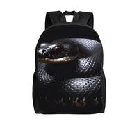 BSCKKDMN Sac à dos de voyage pour ordinateur portable pour femme et homme, sac à dos imperméable, léger, mignon, sac à dos décontracté serpent noir