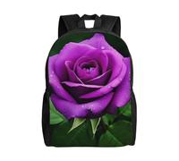 BSCKKDMN Sac à dos de voyage pour ordinateur portable pour femme et homme, sac à dos léger et mignon, sac à dos décontracté à motif de roses violettes